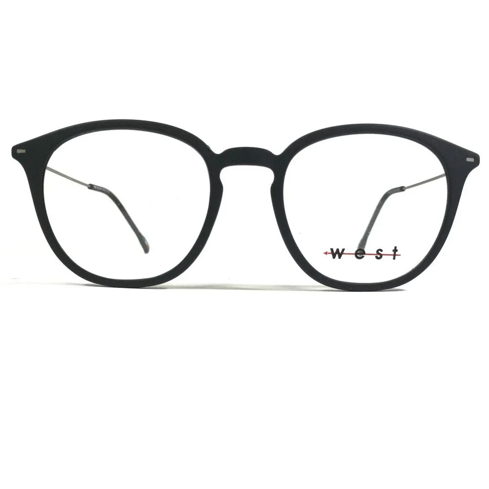 West Italy 99929 C.1 Eyeglasses Frames Black Silver Round Full Rim 49-18-145